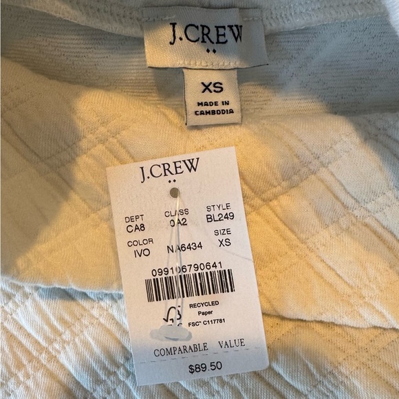 J. Crew Quilted Mockneck Pullover Women’s Small Ivory Top - Picture 9 of 10